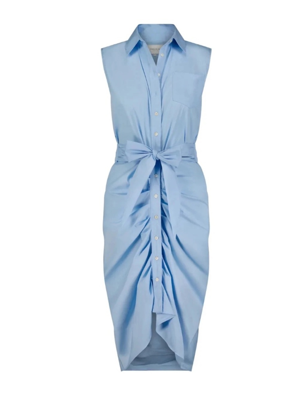 The Shirt by Rochelle Behrens Blue Sleeveless Wrap Front Dress Medium NEW NWT - Picture 8 of 8